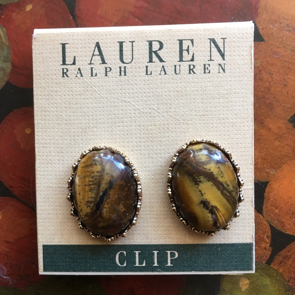 Ralph Lauren Brown Clip On Earrings